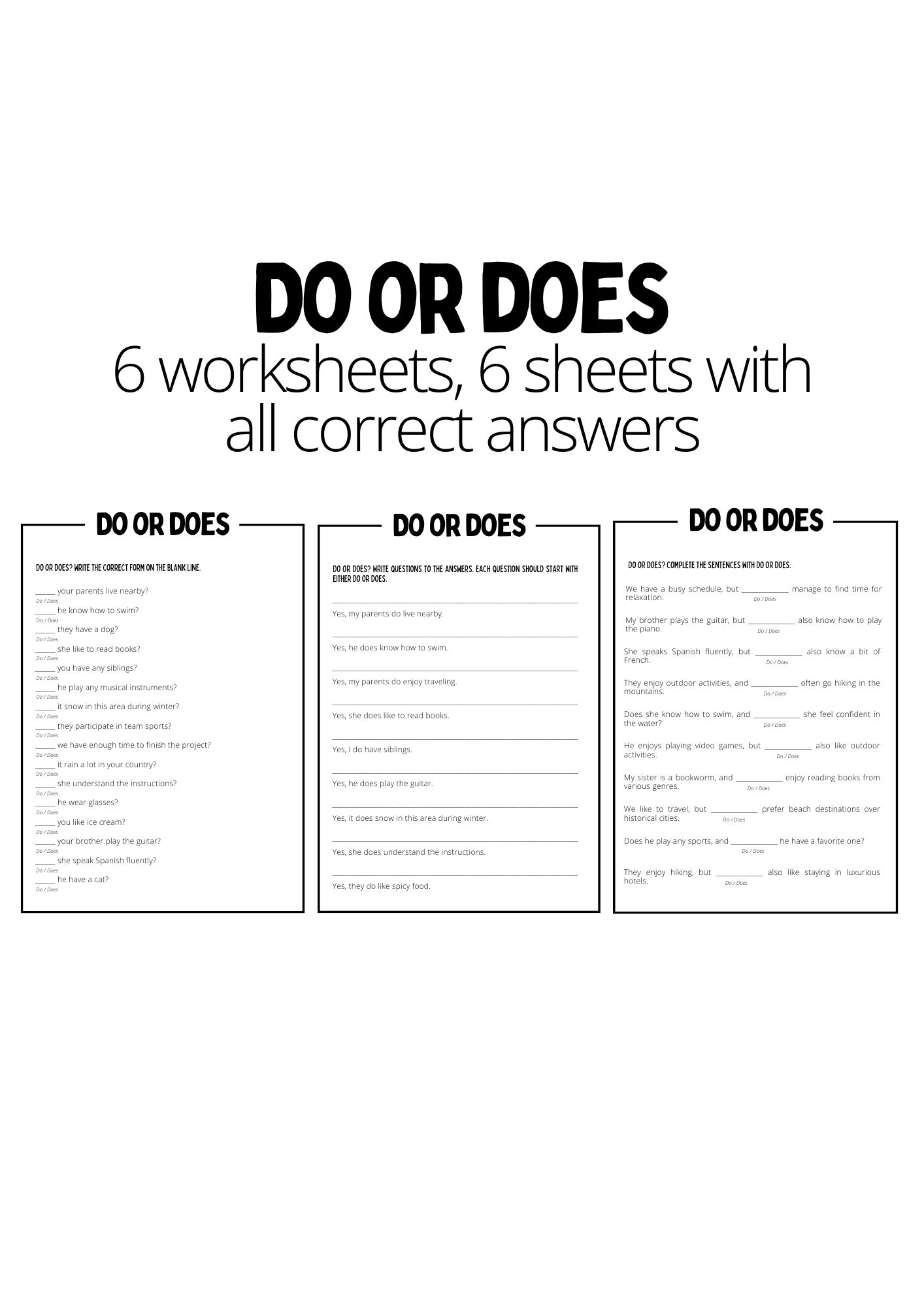 Arbetshäfte 1 - 12 sidor - do or does