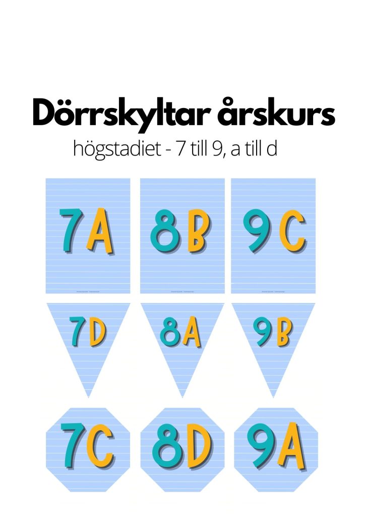 Dörrskylt – högstadiet – 3 olika designs