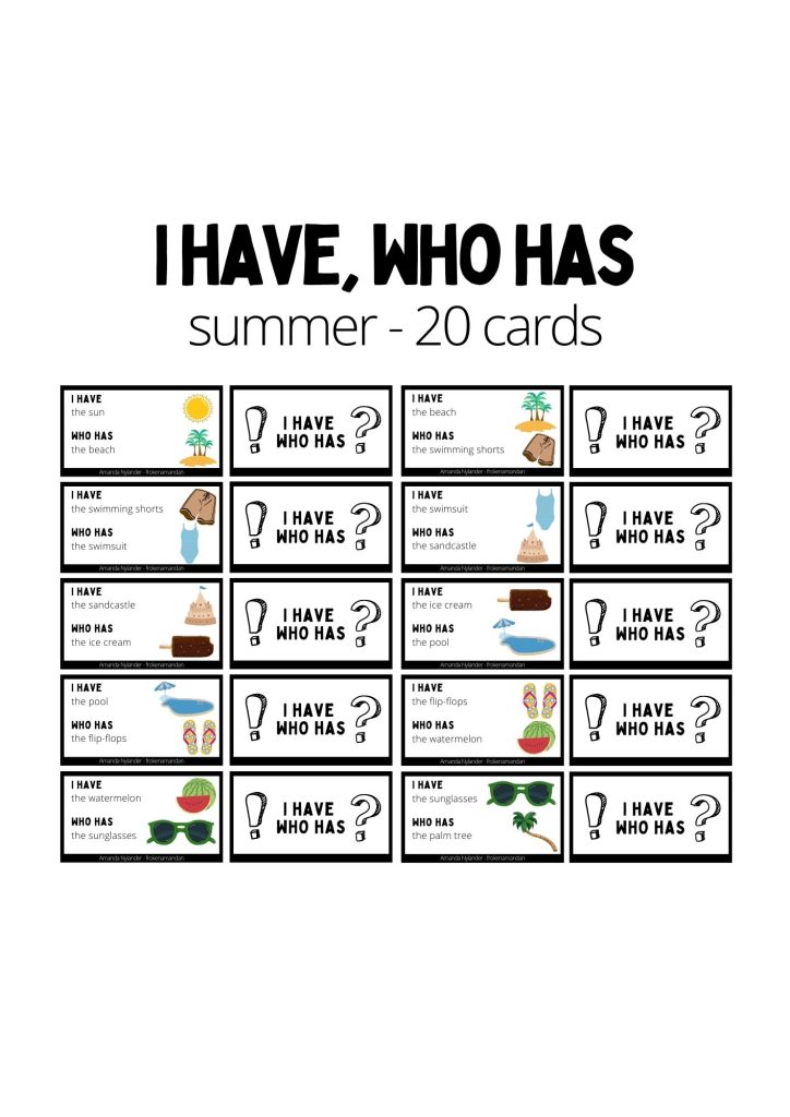 I have, who has domino – summer 20 cards