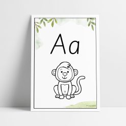 Alfabetet A4 med svartvita bilder