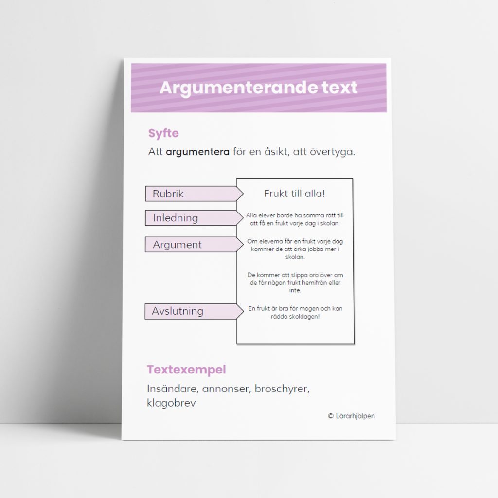 Textgenreposter – argumenterande text