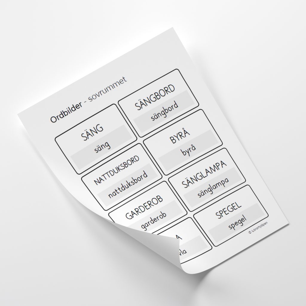 Ordbilder – sovrummet