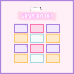 3 olika namnskyltar