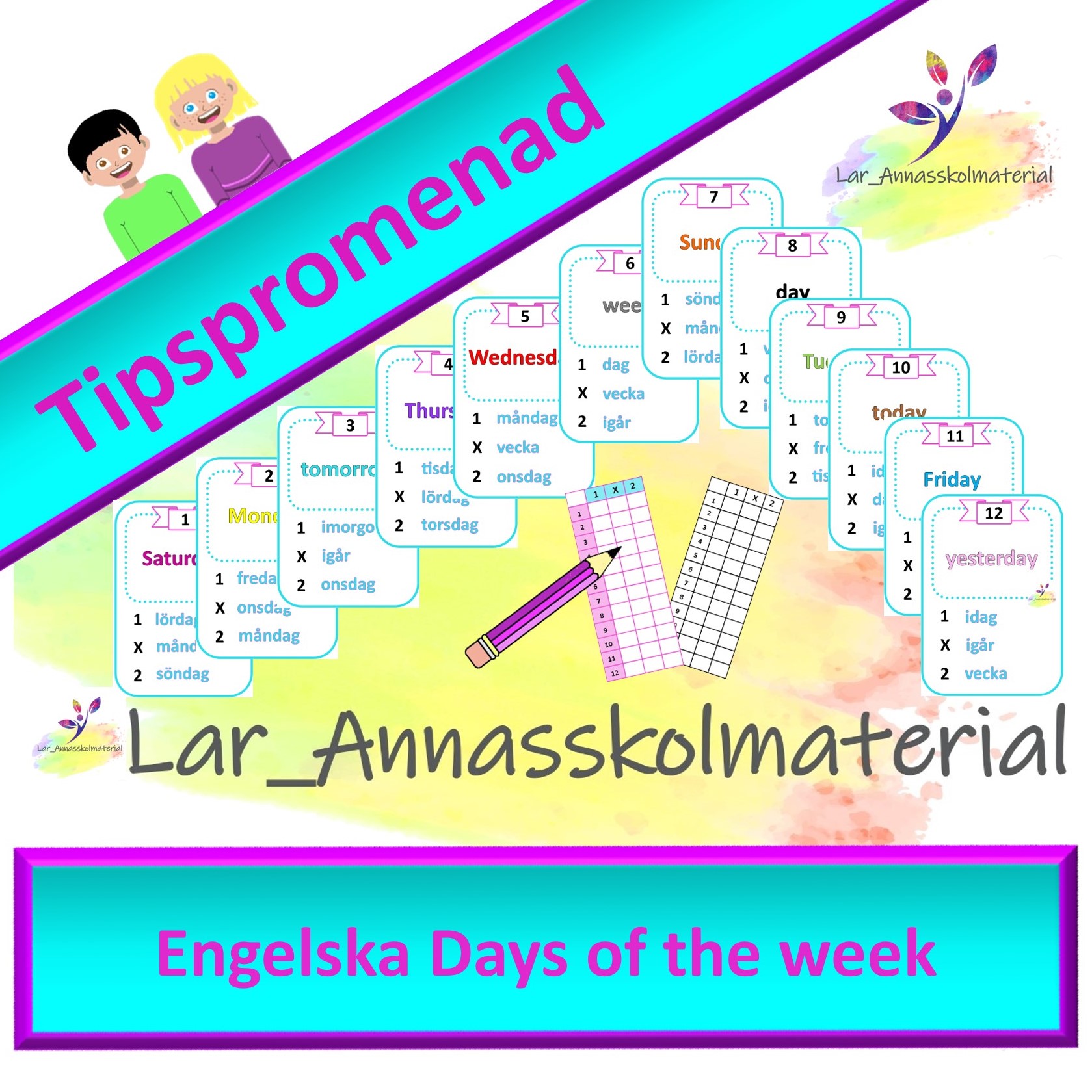 Tipspromenad Engelska Days of the week