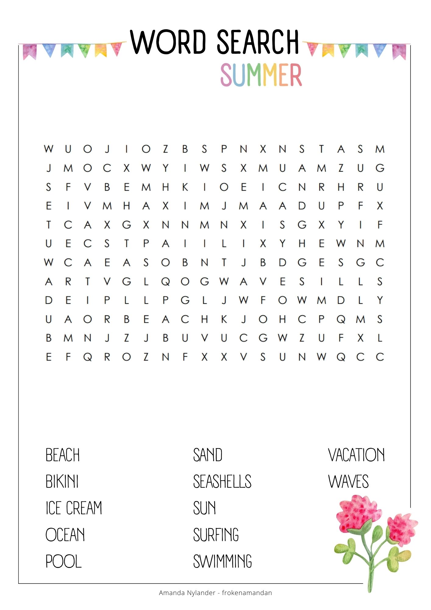 Word searches – 6 pieces – summer edition (+answer)