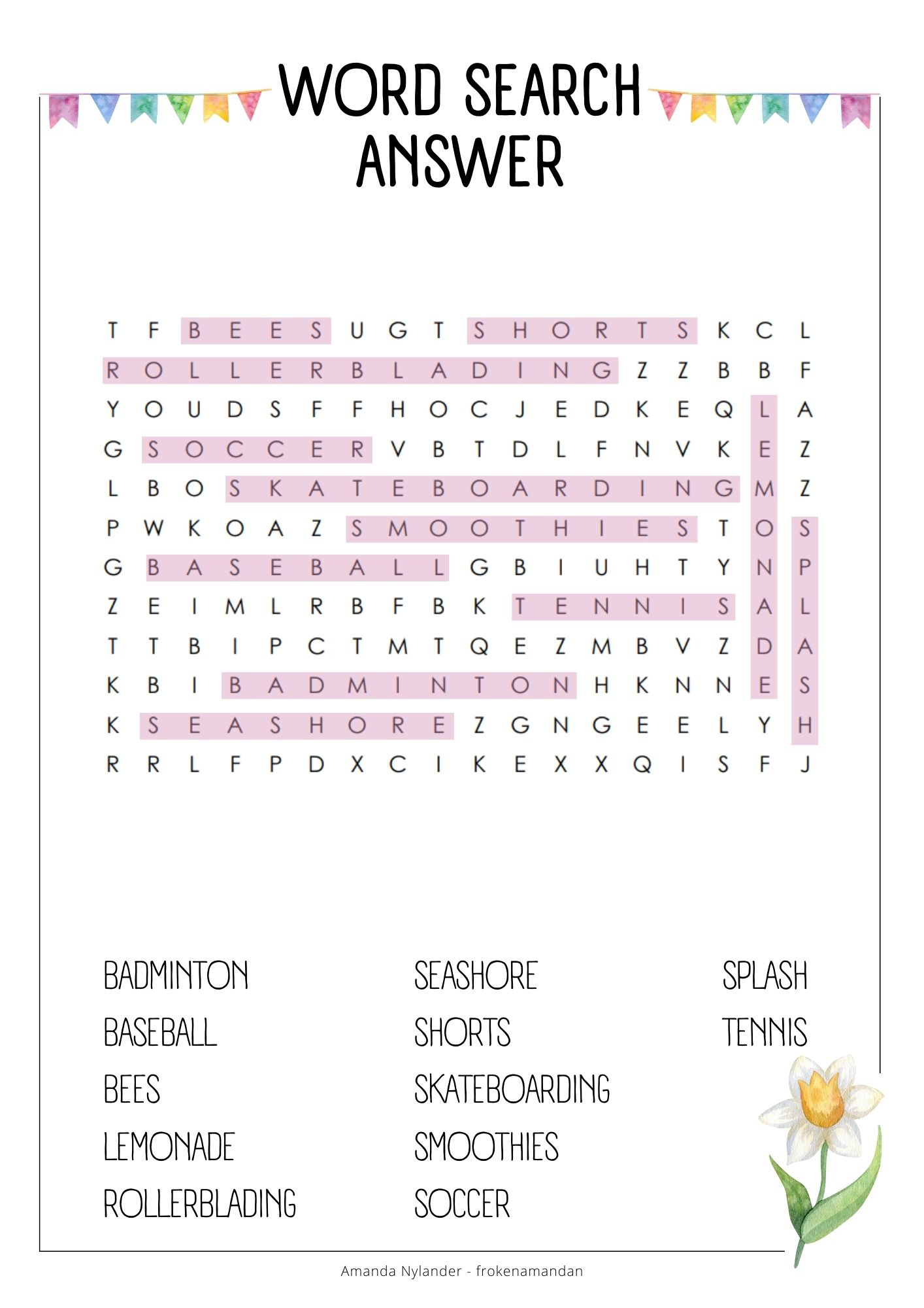 Word searches – 6 pieces – summer edition (+answer)