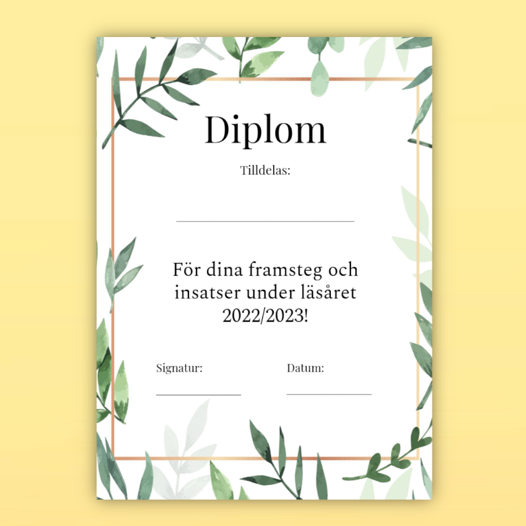 Diplom till skolavslutning – Redigerbar