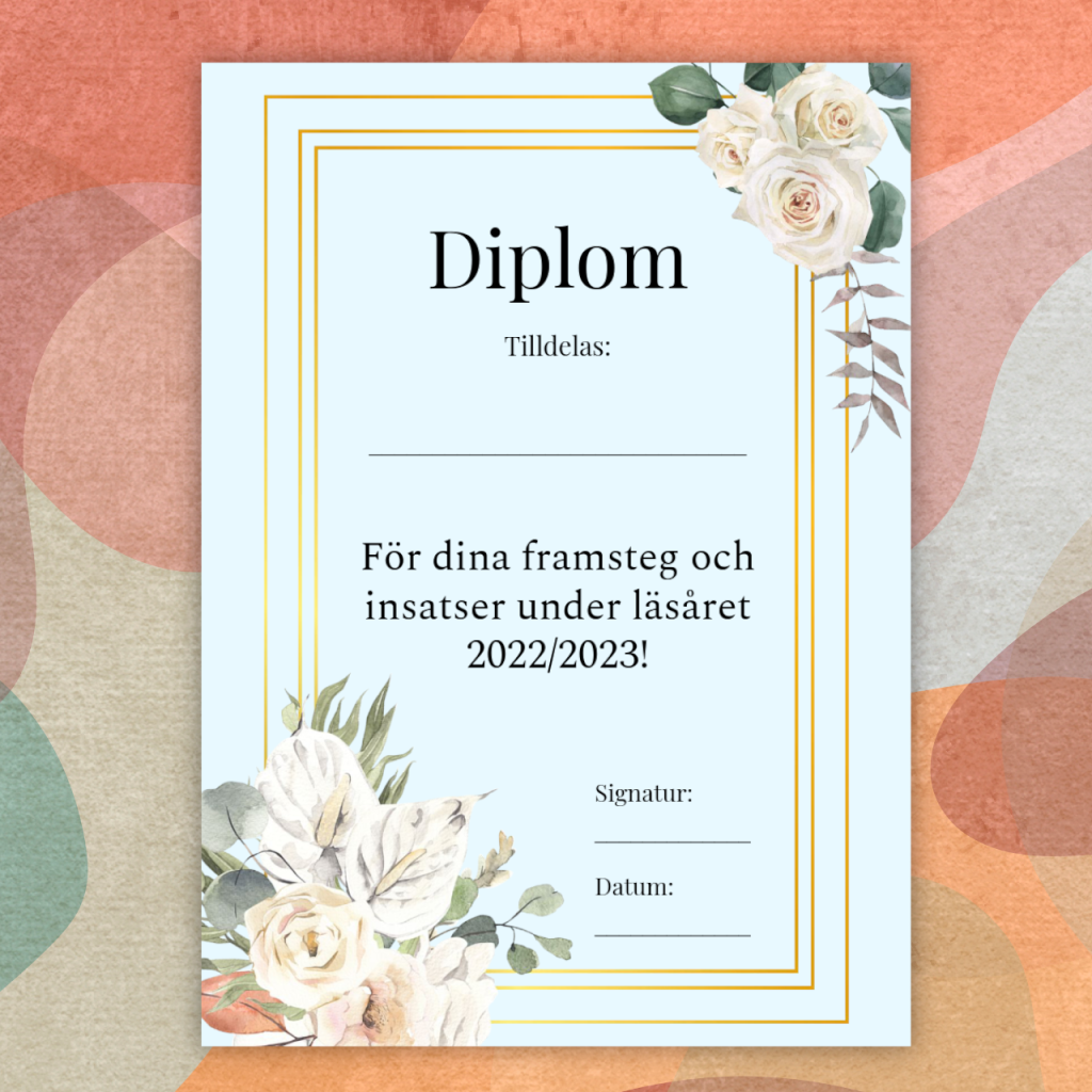Diplom till skolavslutning – Redigerbar