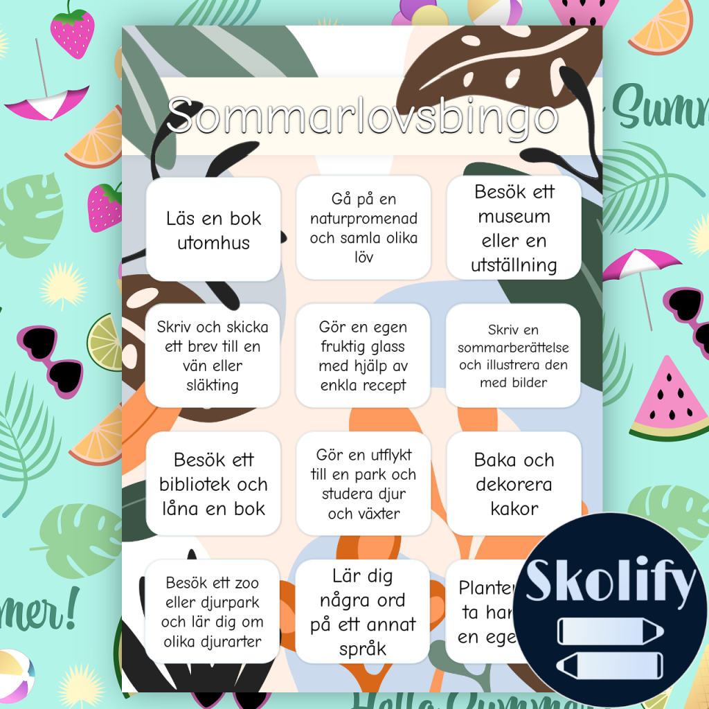 Sommarlovsbingo – Roliga Sommaraktiviteter