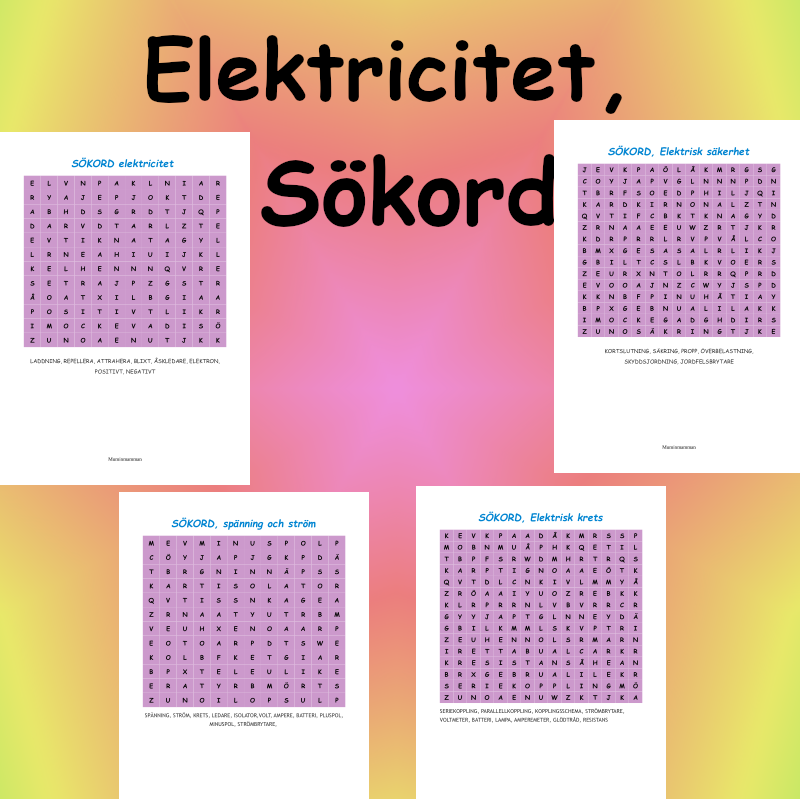 Elekticitet, sökord