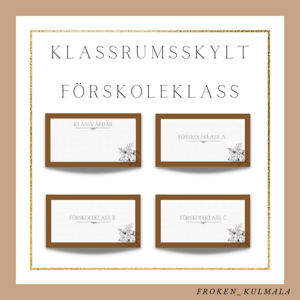Klassrumsskylt för förskoleklass
