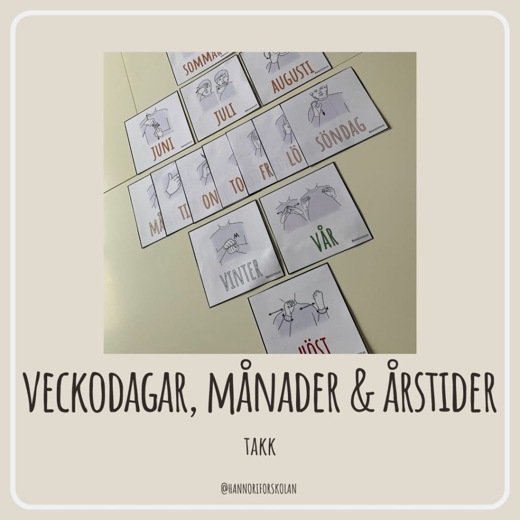 TAKK veckodagar, månader & årstider