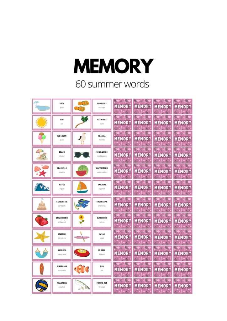 Summer memory – 60 words – engelska och svenska