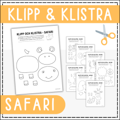 Pyssel: färglägga, klippa och klistra - tema safari
