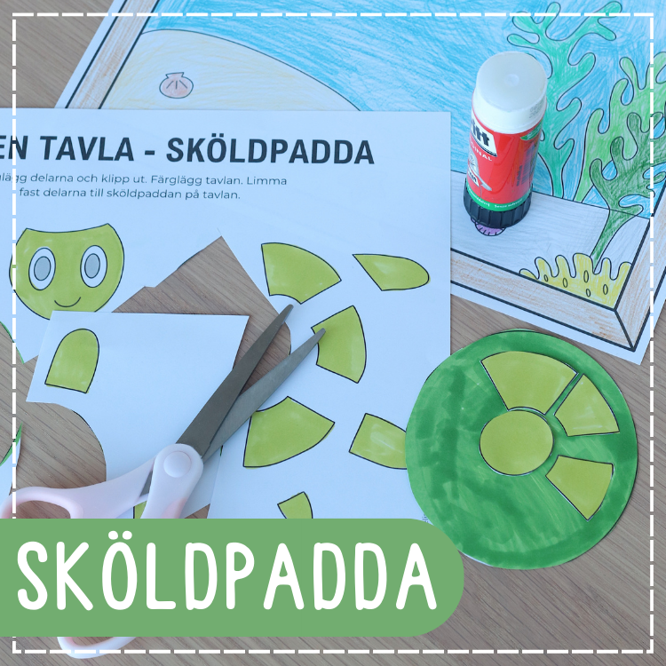 Pyssel: färglägga, klippa och klistra - sköldpadda