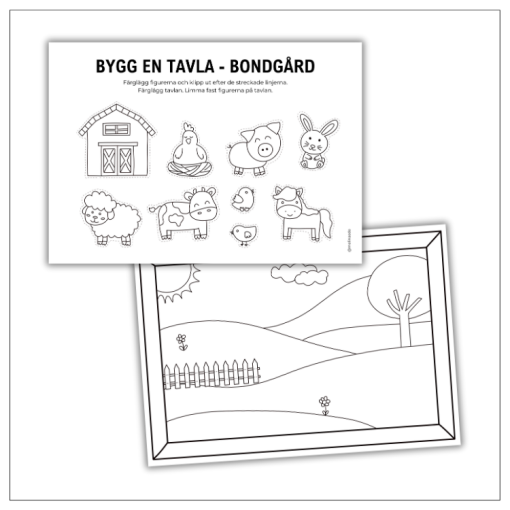 Pyssel: färglägga, klippa och klistra - bondgård