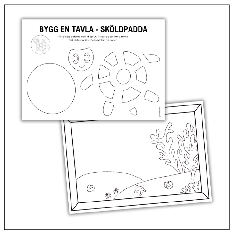 Pyssel: färglägga, klippa och klistra - sköldpadda
