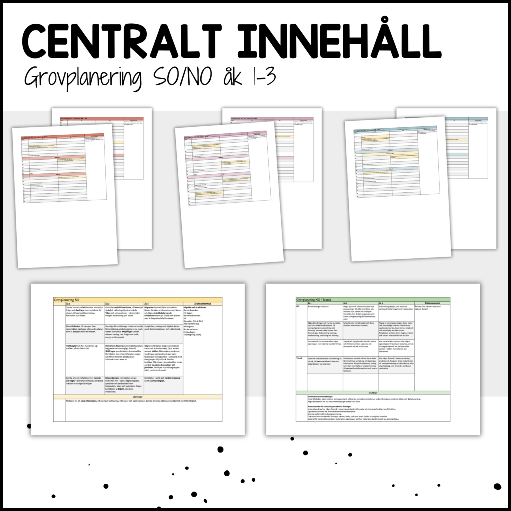 CENTRALT INNEHÅLL: SO/NO/Teknik åk 1-3