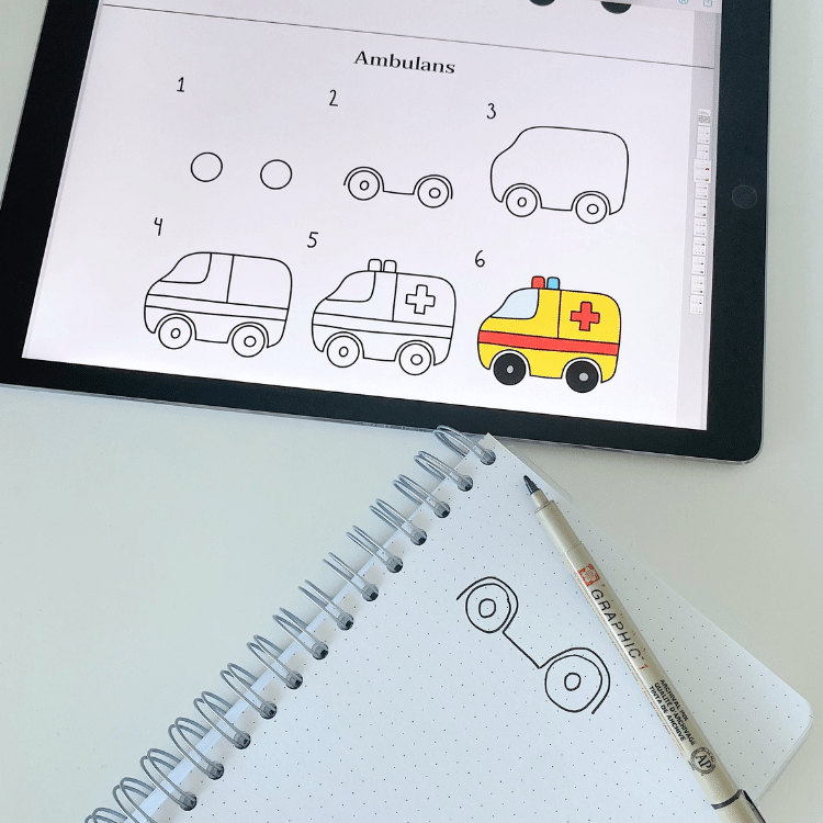 Lär dig rita steg för steg – tema fordon