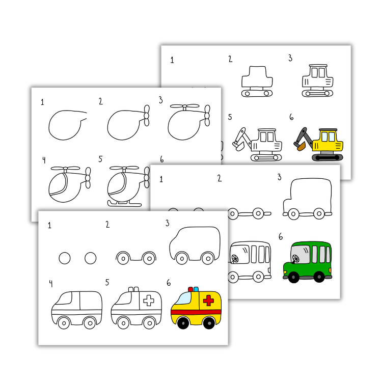 Lär dig rita steg för steg – tema fordon