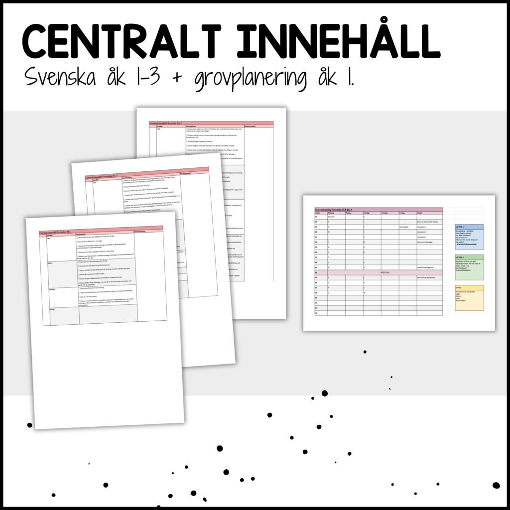CENTRALT INNEHÅLL: svenska åk 1-3