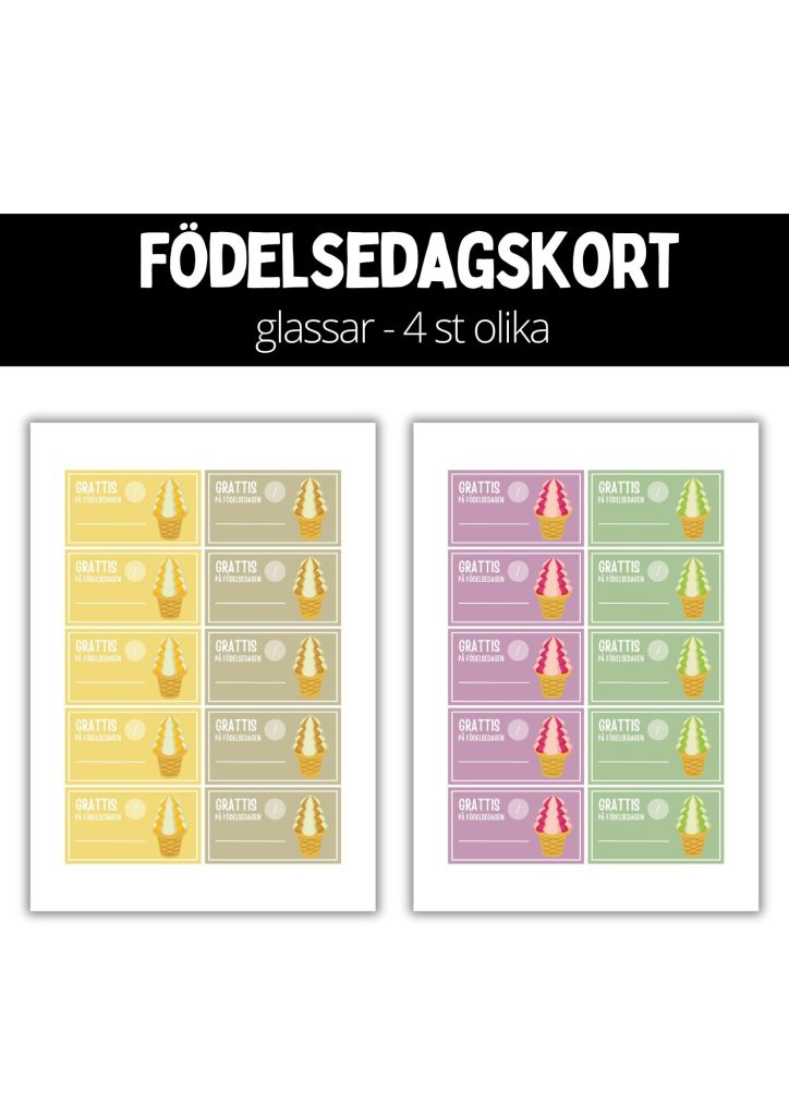 Födelsedagsskylt – glassar
