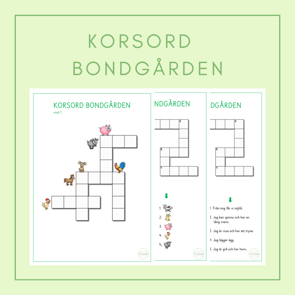 Korsord bondgården i tre nivåer
