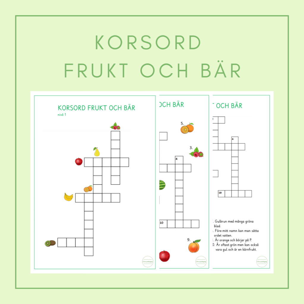 Korsord frukt och bär i tre nivåer