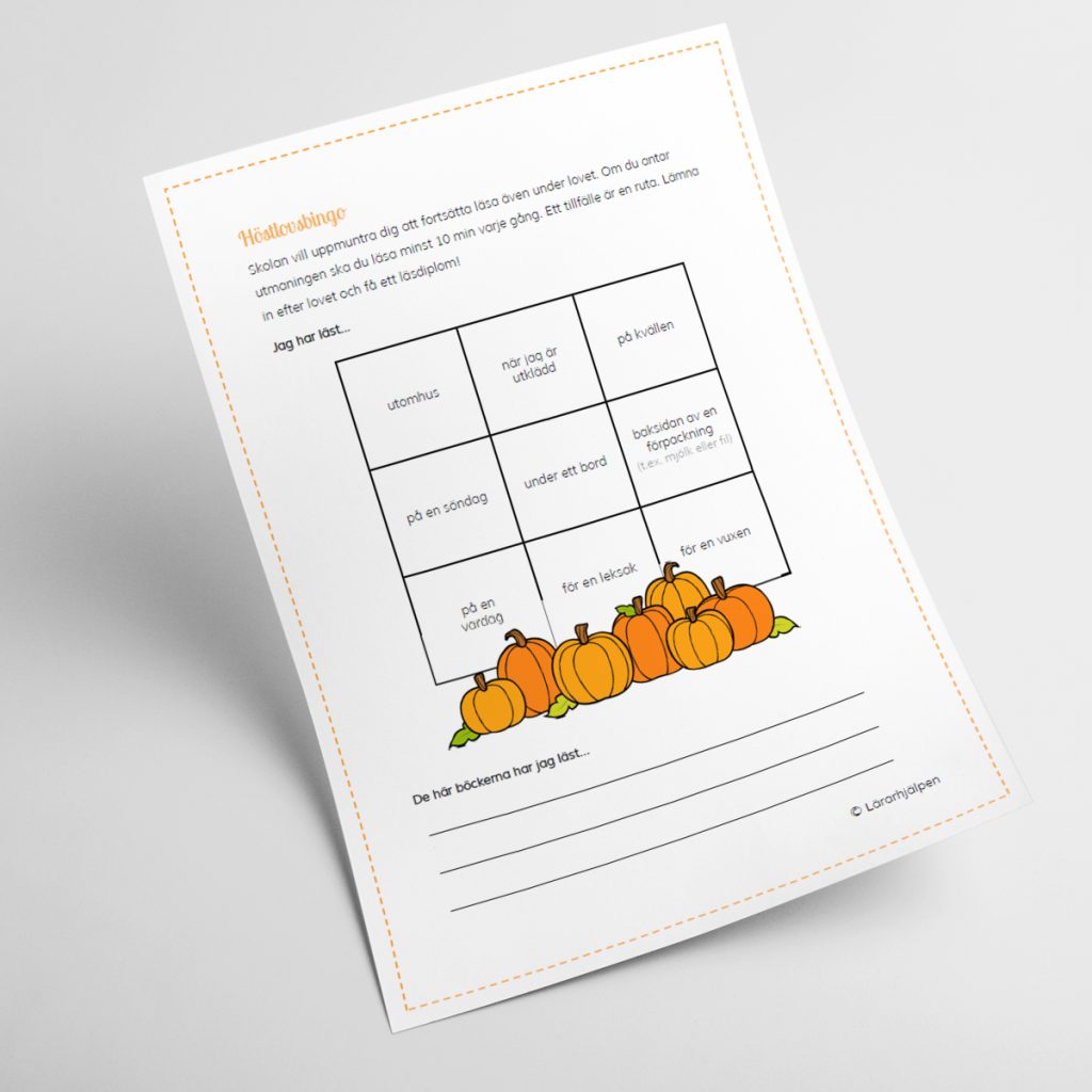 Höstlovsbingo/läslovsbingo