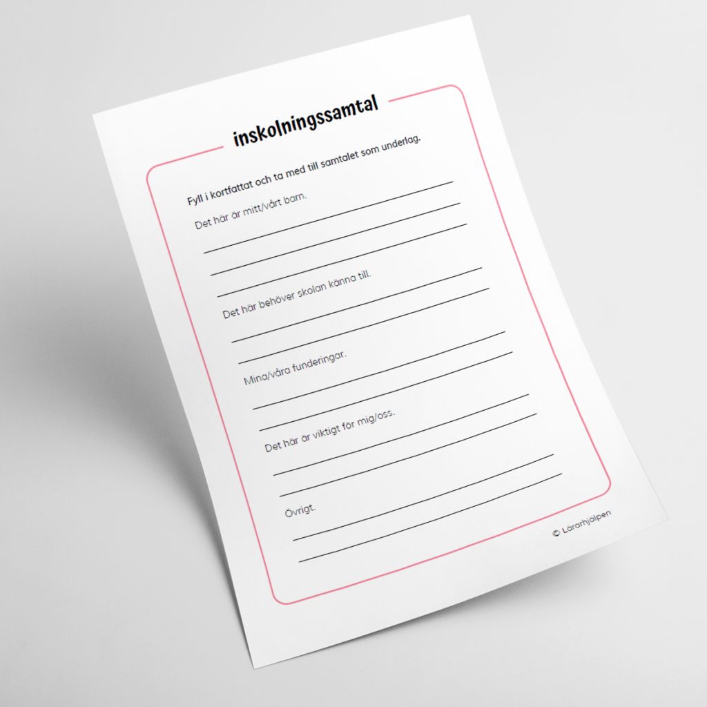 Mall inskolningssamtal – förskoleklass