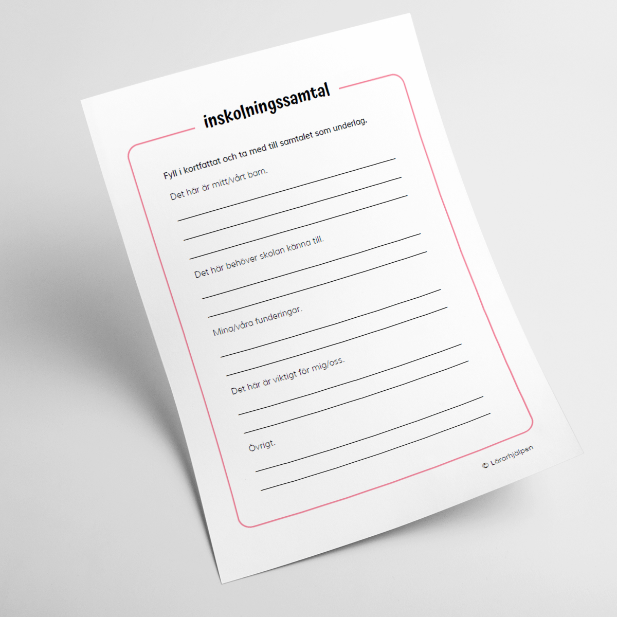 Mall inskolningssamtal - förskoleklass