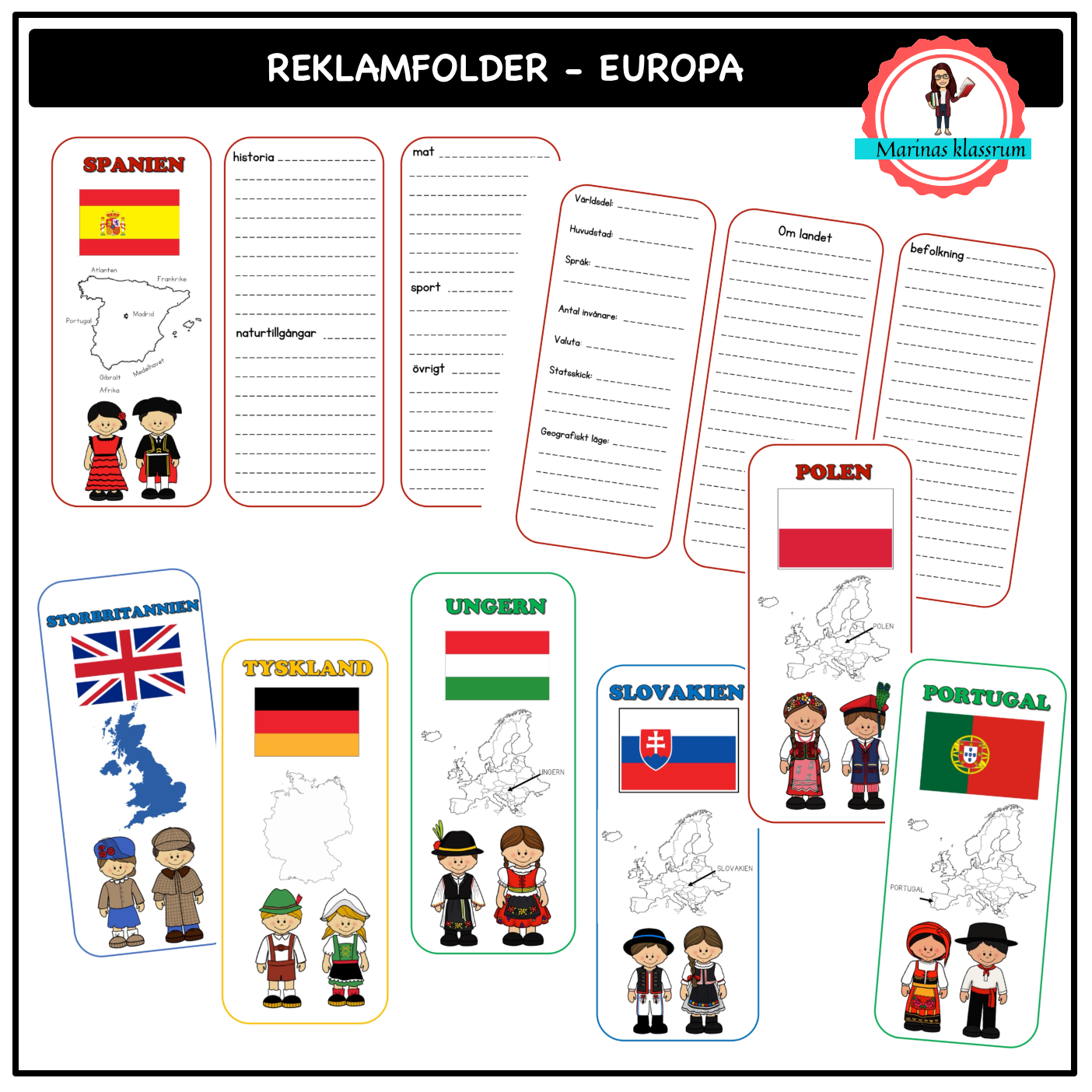 Reklamfolder Europas länder