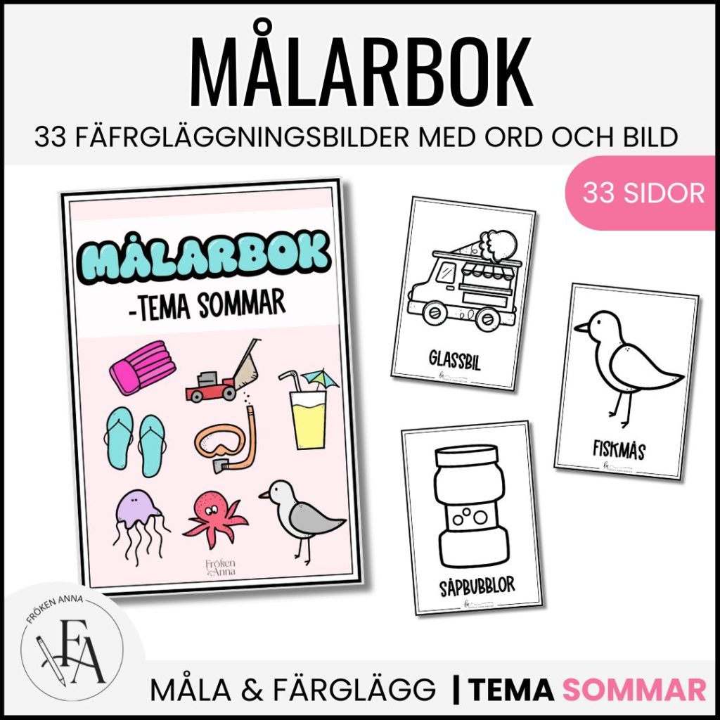 Målarbok tema sommar