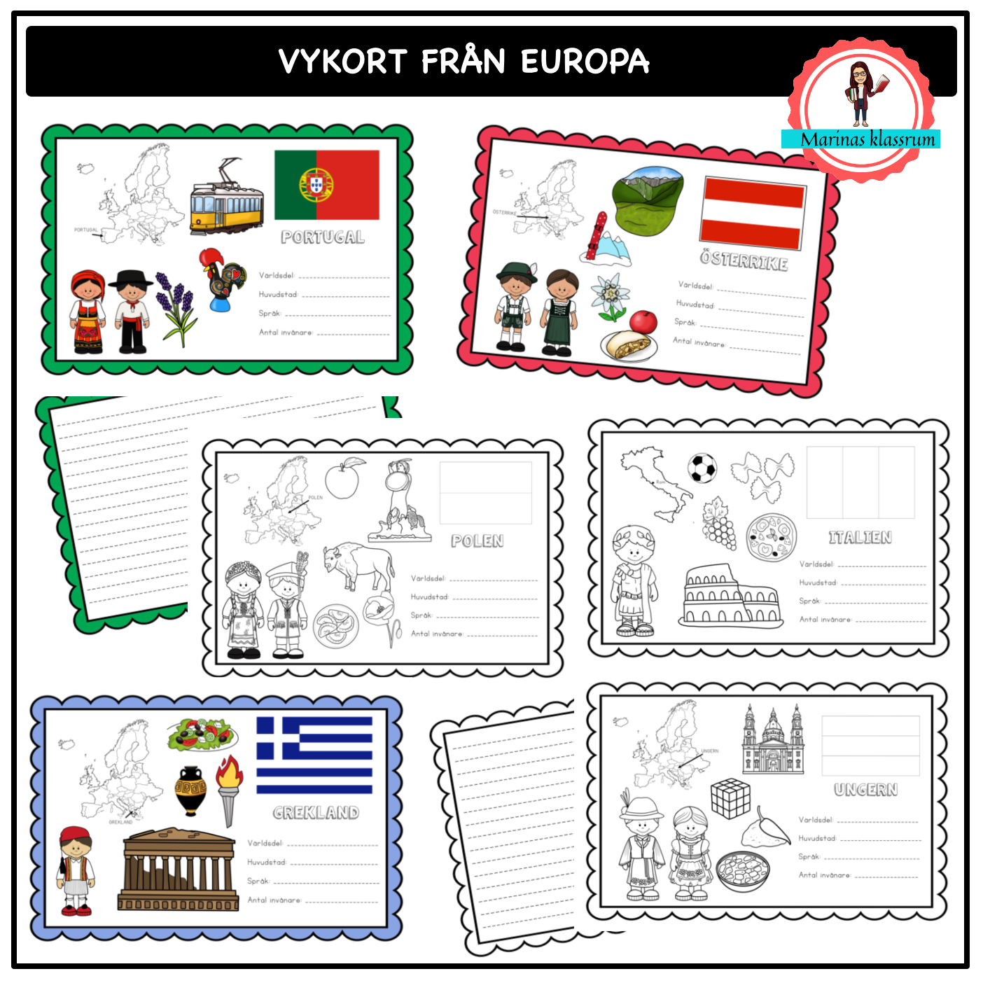 Vykort från Europas länder