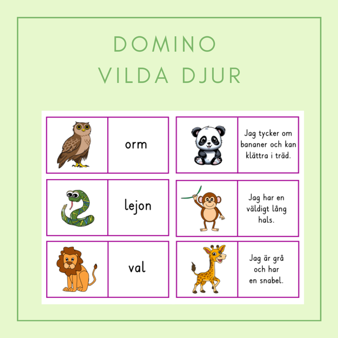 Domino vilda djur i två nivåer
