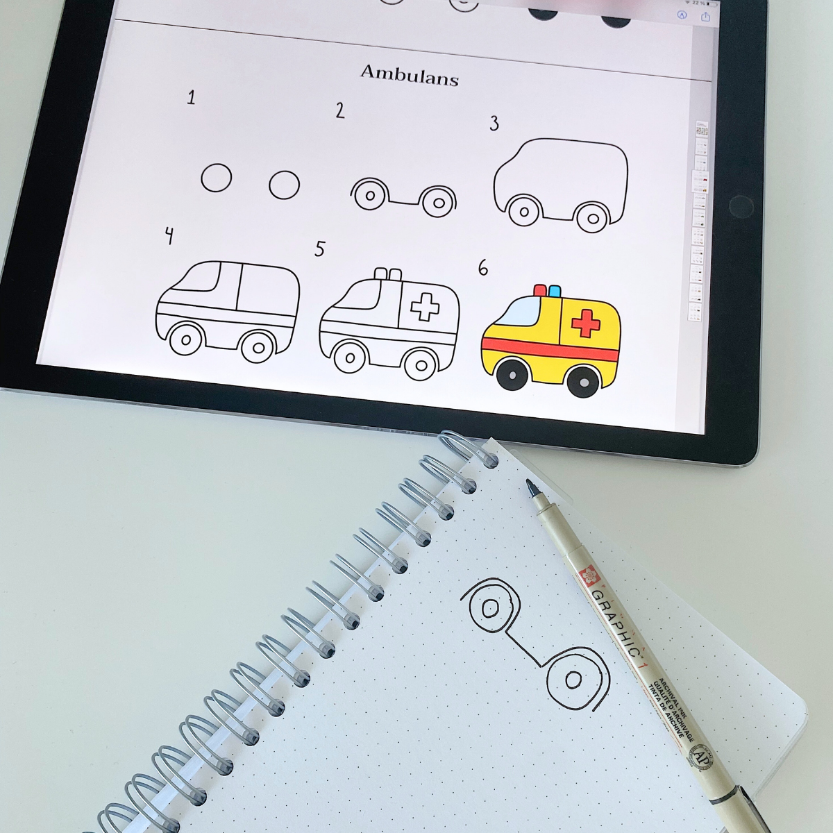 Lär dig rita steg för steg – tema fordon