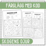 Färglägg med kod – skogens djur - bild 1