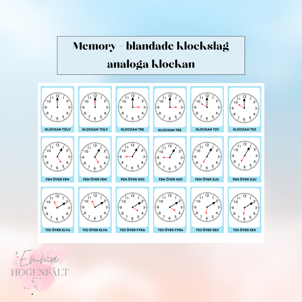 Memory – analoga klockan