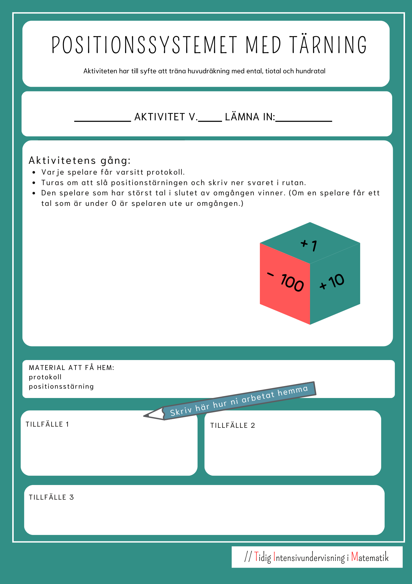Mattespel Positionssystemet med tärning