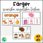 Färger Pussel – Svenska, engelska och tecken - bild 1