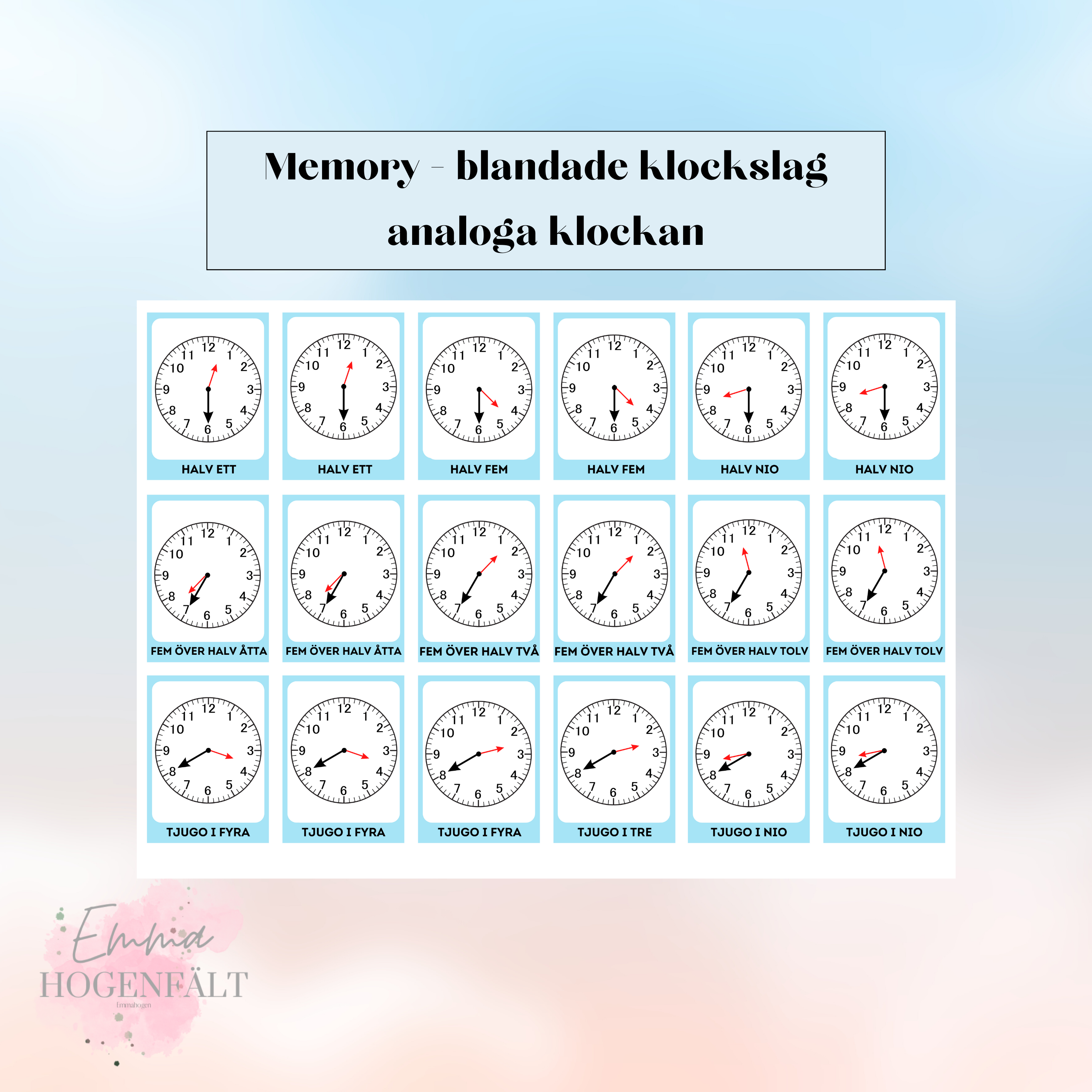 Memory - analoga klockan