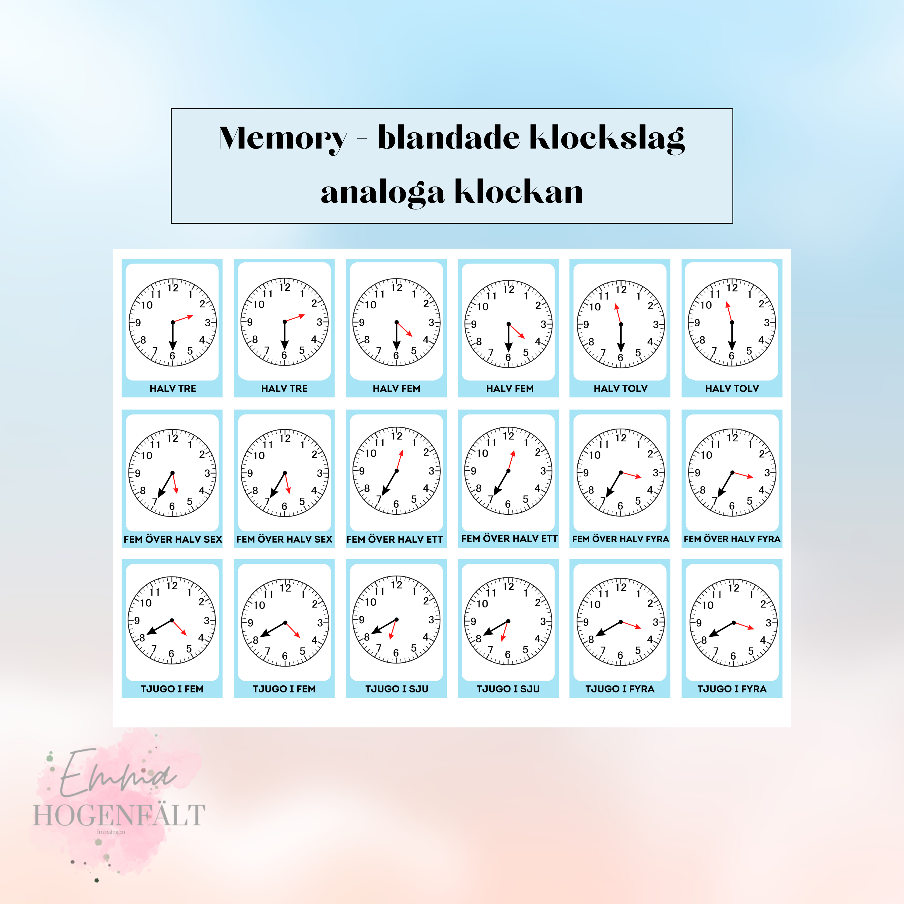 Memory - analoga klockan