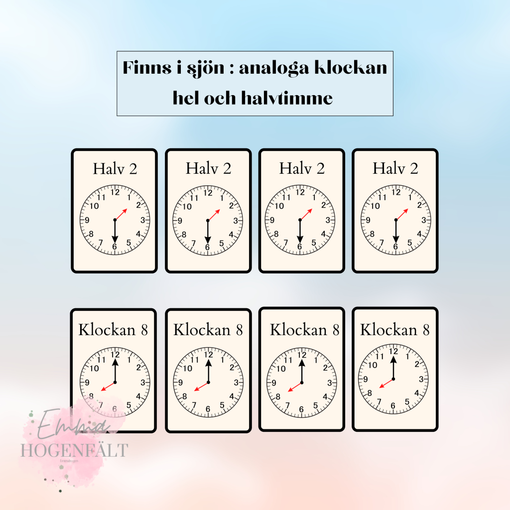 Finns i sjön – analoga klockan hel och halvtimme