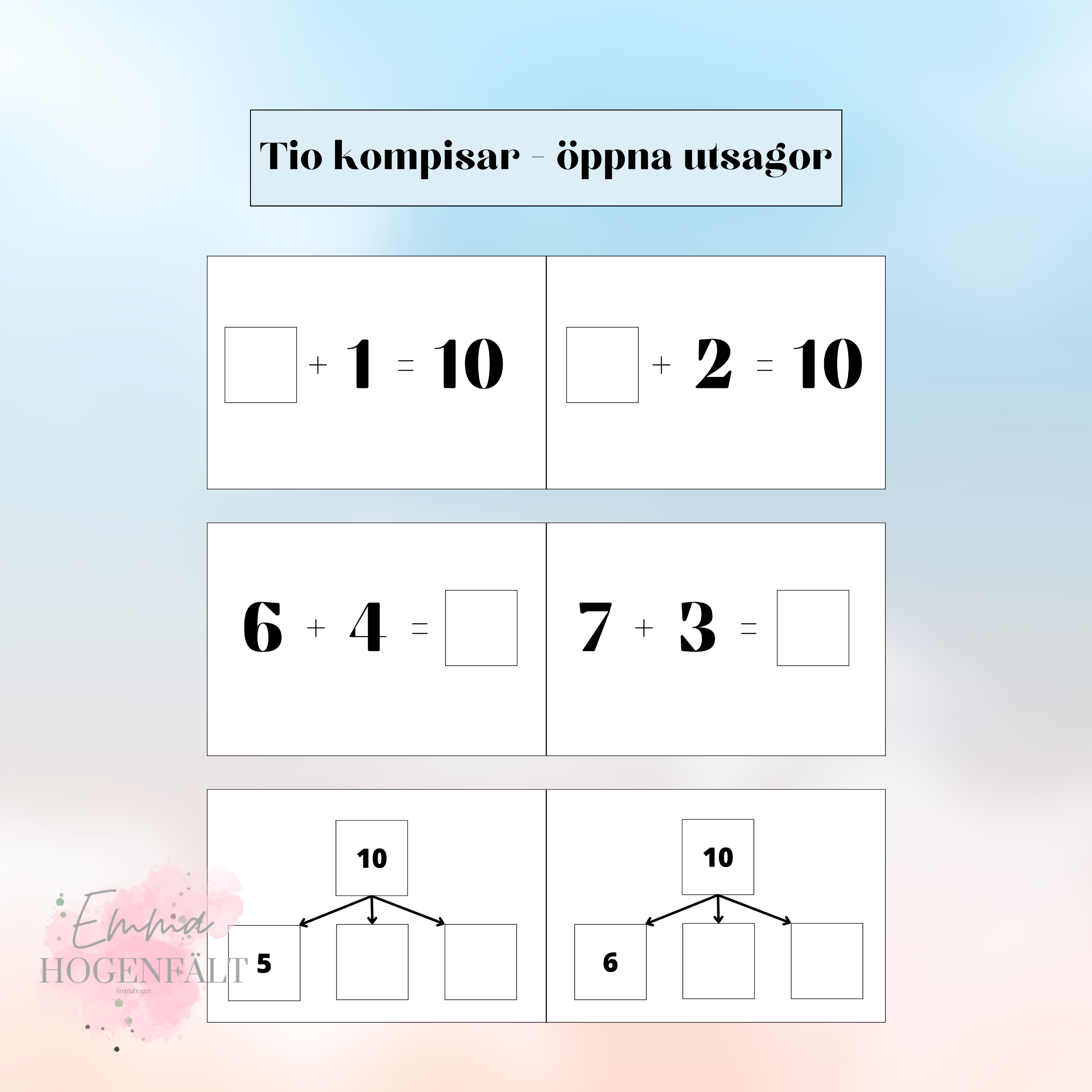 Tio kompisar - öppna utsagor