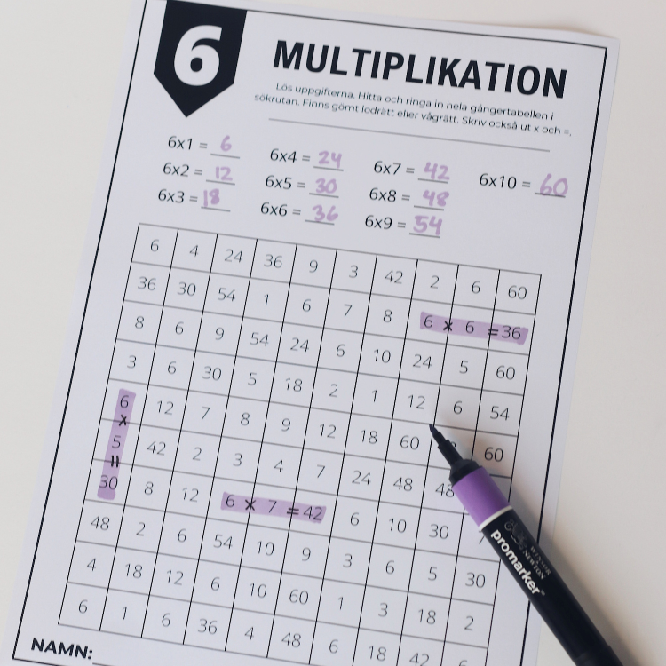Matte-sök: multiplikation