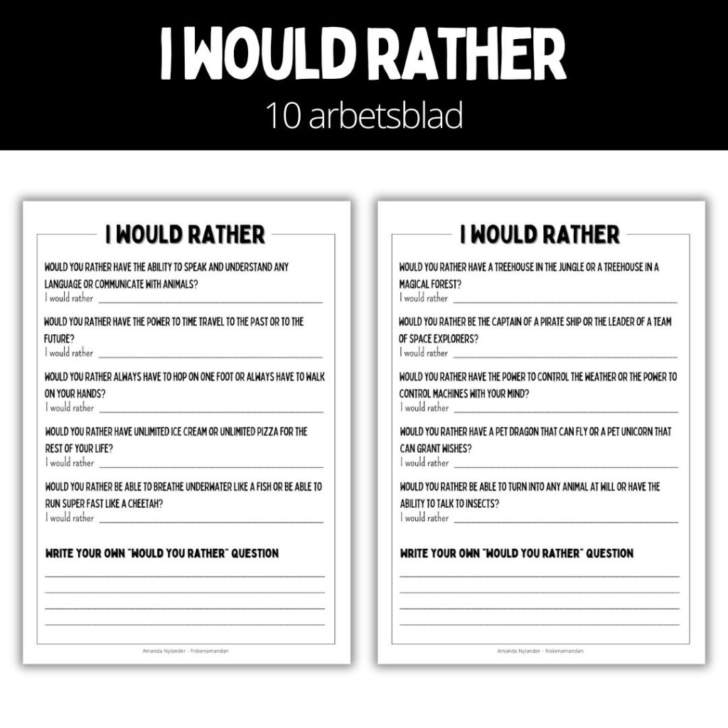 I would rather – 10 arbetsblad – 1