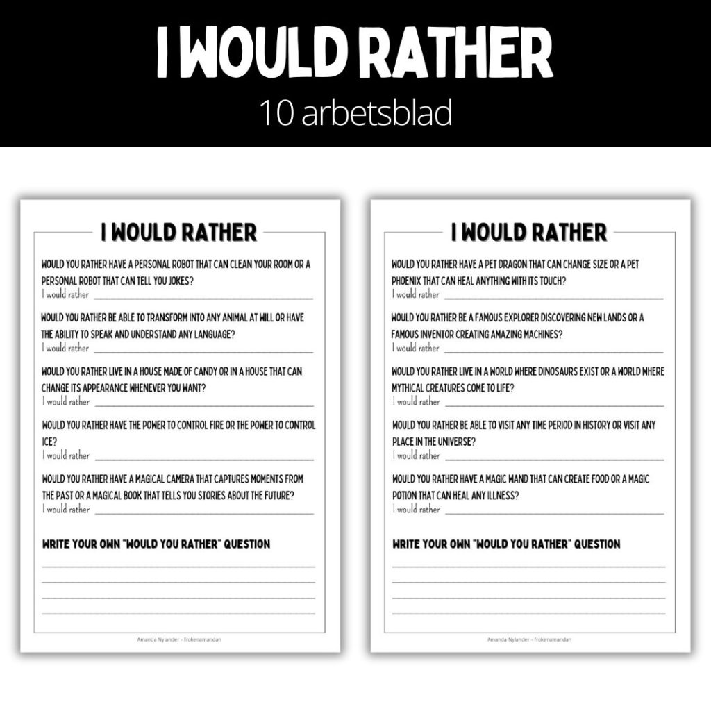 I would rather – 10 arbetsblad – 2