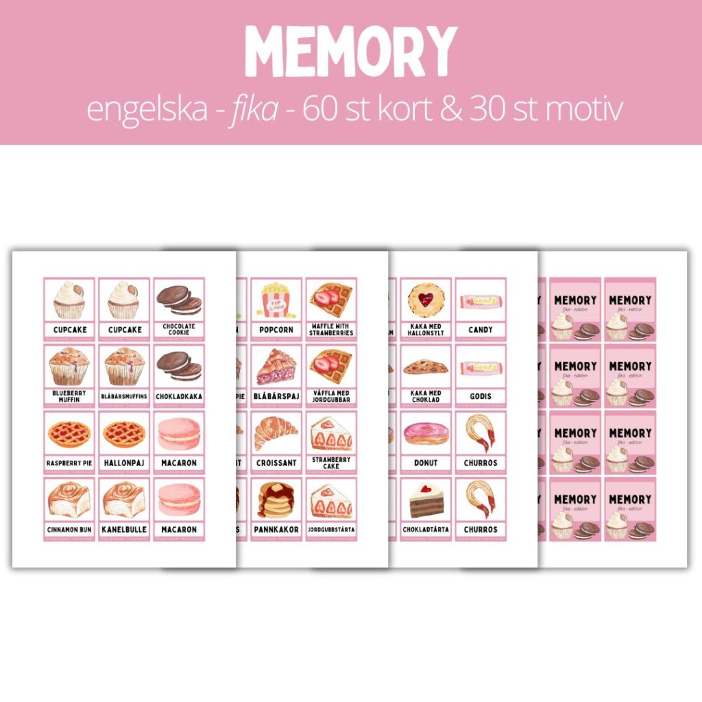 Memory – fika – 60 st kort & 30 st motiv