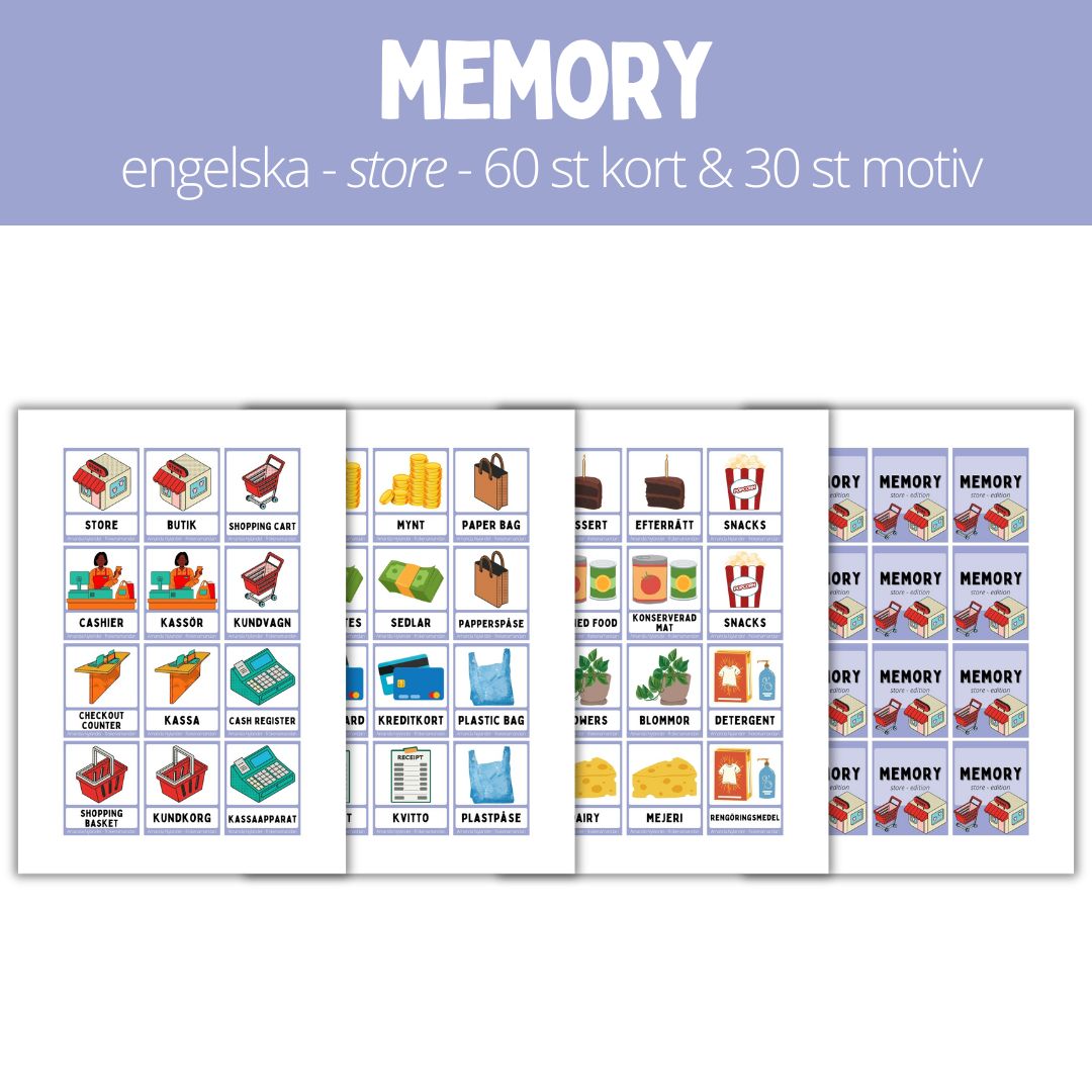 Memory - store - 60 st kort & 30 st motiv