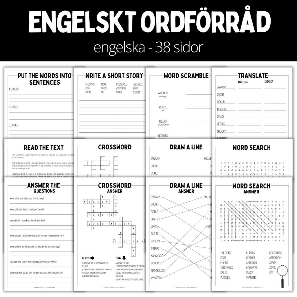Arbetshäfte 1 – 38 sidor – engelskt ordförråd